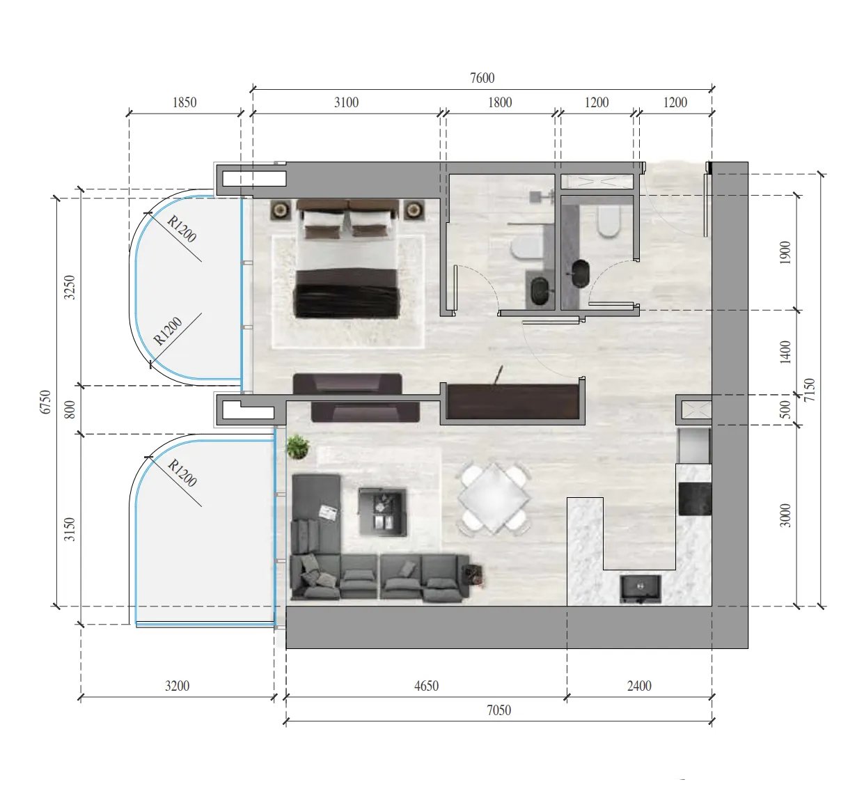 1 bedroom Apartments floor plan at Ananda Residences