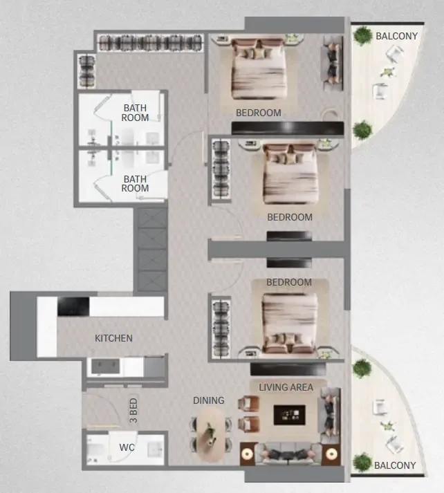 3 bedroom Apartments floor plan at Maybach Ultimate Luxury