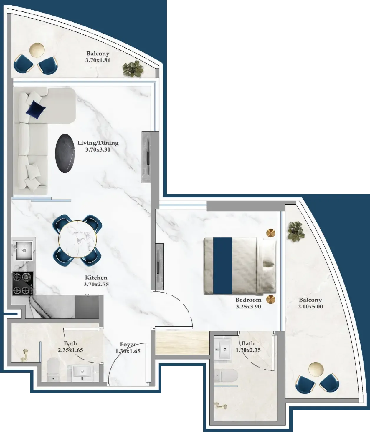 1 bedroom Apartments floor plan at Serenz
