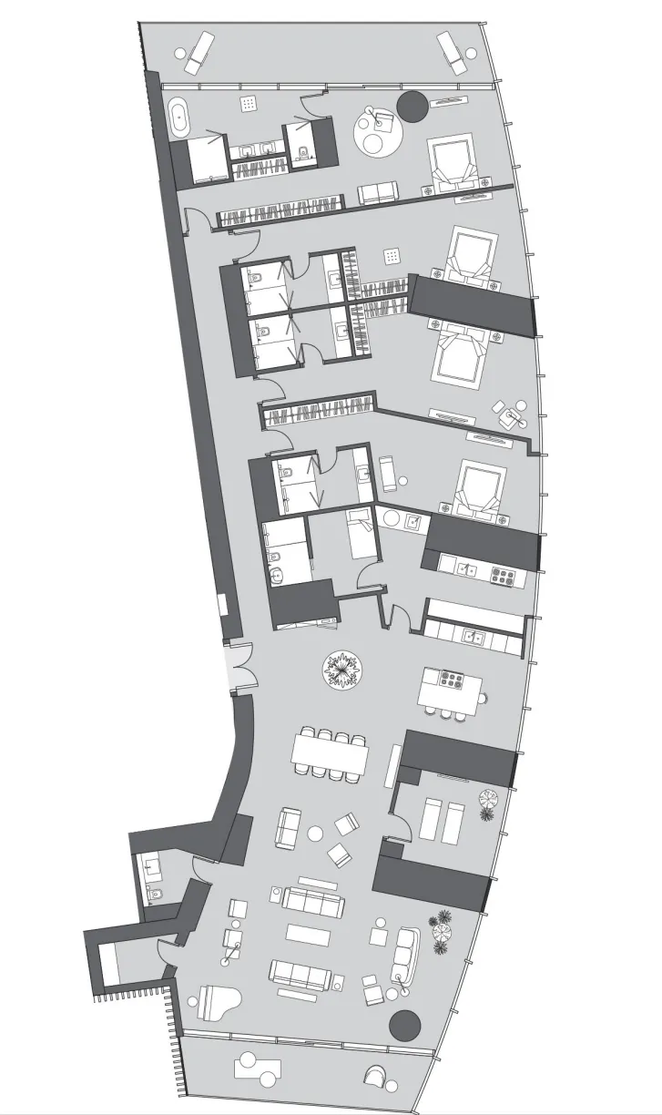 4.5 bedroom Penthouse floor plan at Six Senses Residence