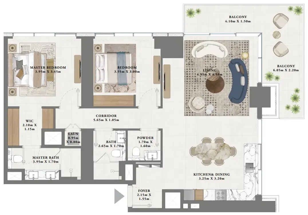 2 bedroom Apartments floor plan at Altan