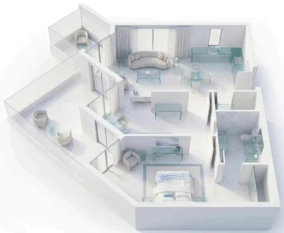 1 bedroom Apartments floor plan at Ice Beach