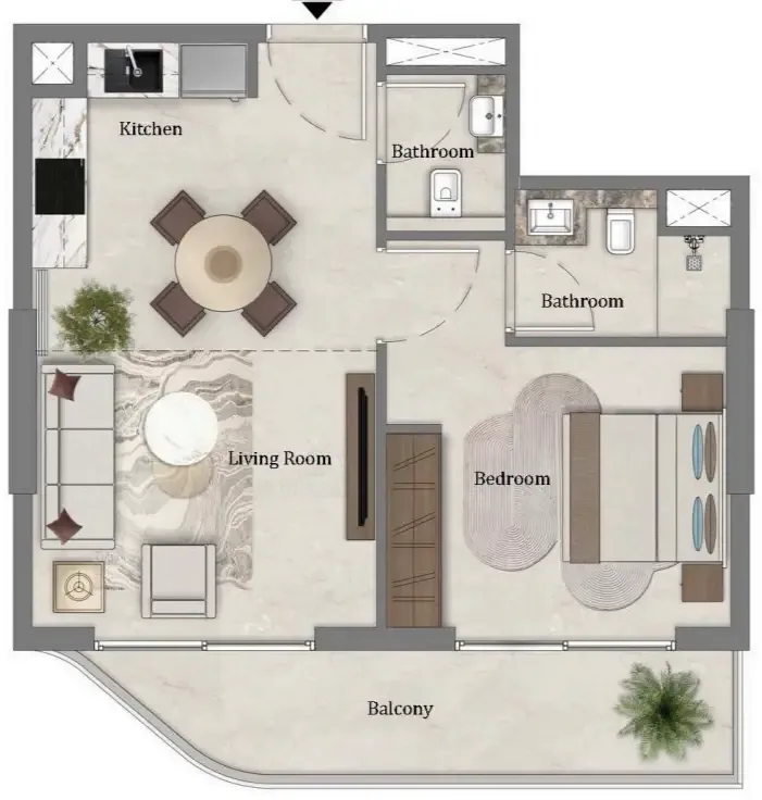 1 bedroom Apartments floor plan at Mirari Lagoon by Zoya