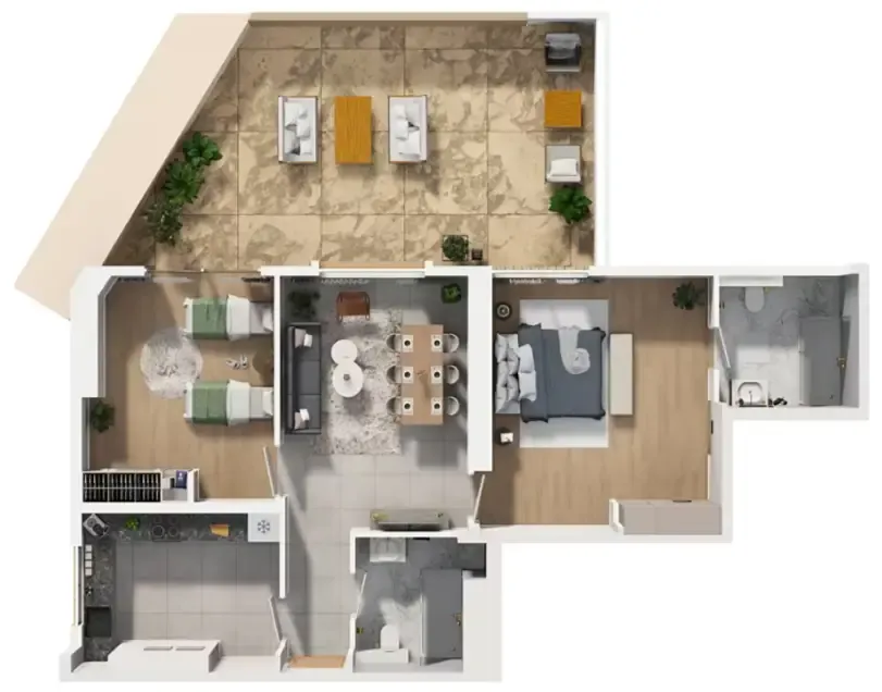 2 bedroom Apartments floor plan at Barajeel Towers