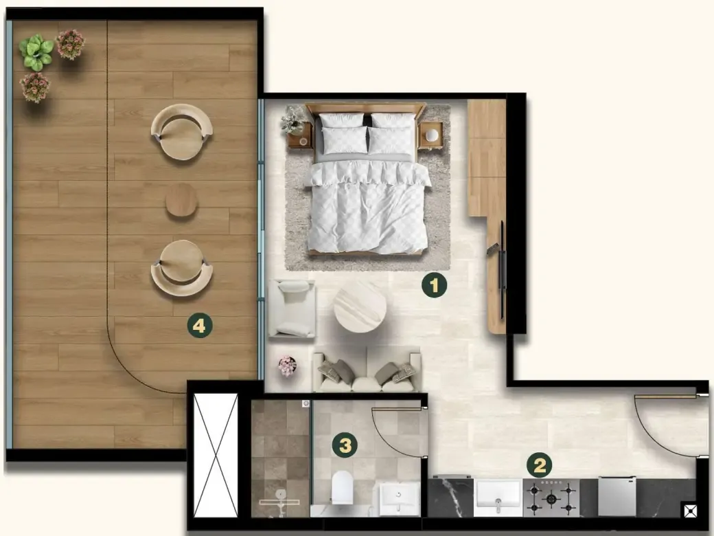 0 bedroom Apartments floor plan at Golf Terrace Residences