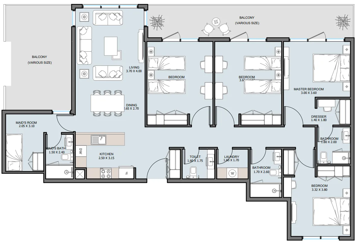 4 bedroom Penthouse floor plan at The District