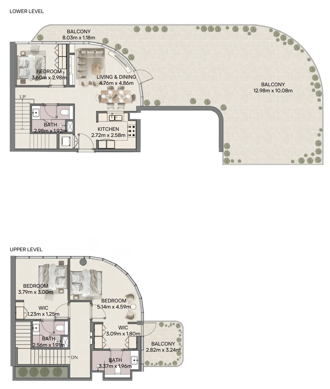 3 bedroom Duplex floor plan at Mirasol II
