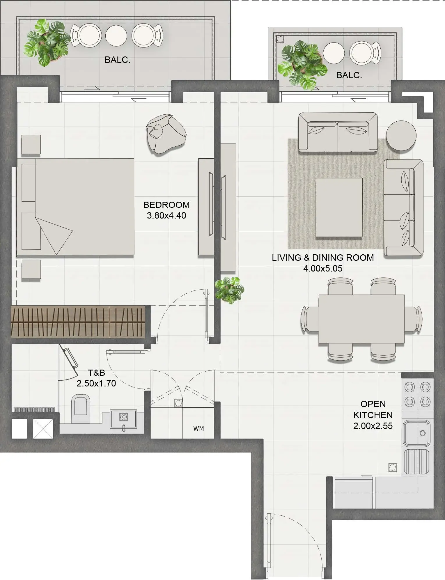 1 bedroom Apartments floor plan at Reeman Residence 01