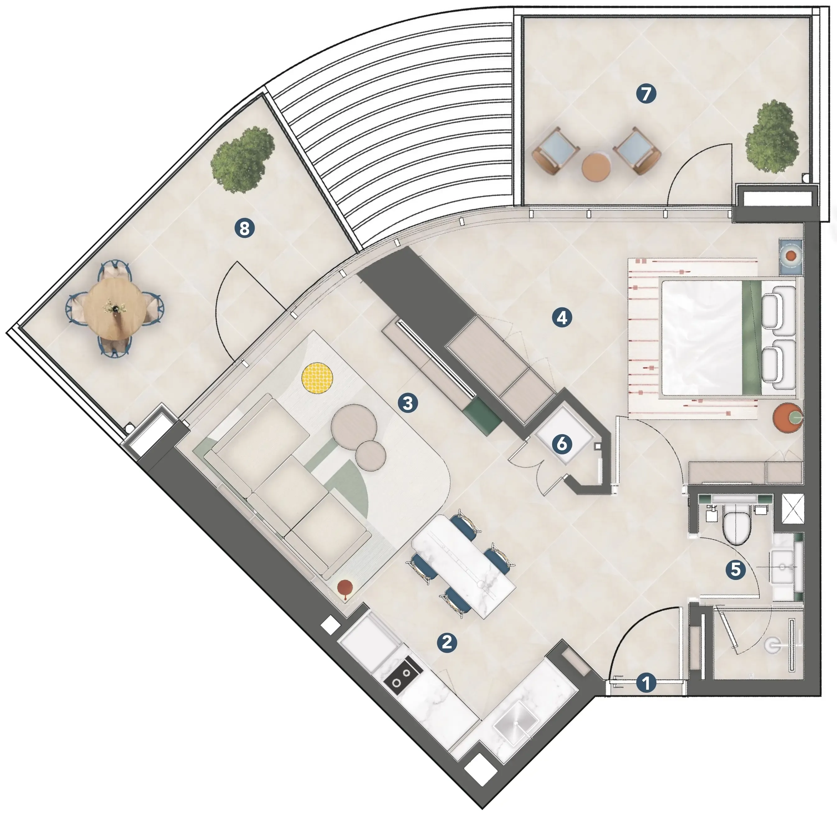 1 bedroom Apartments floor plan at Rove Home Meydan Horizon