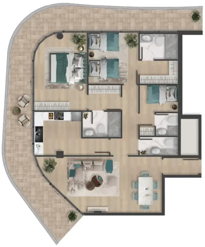 2 bedroom Apartments floor plan at Pelagia