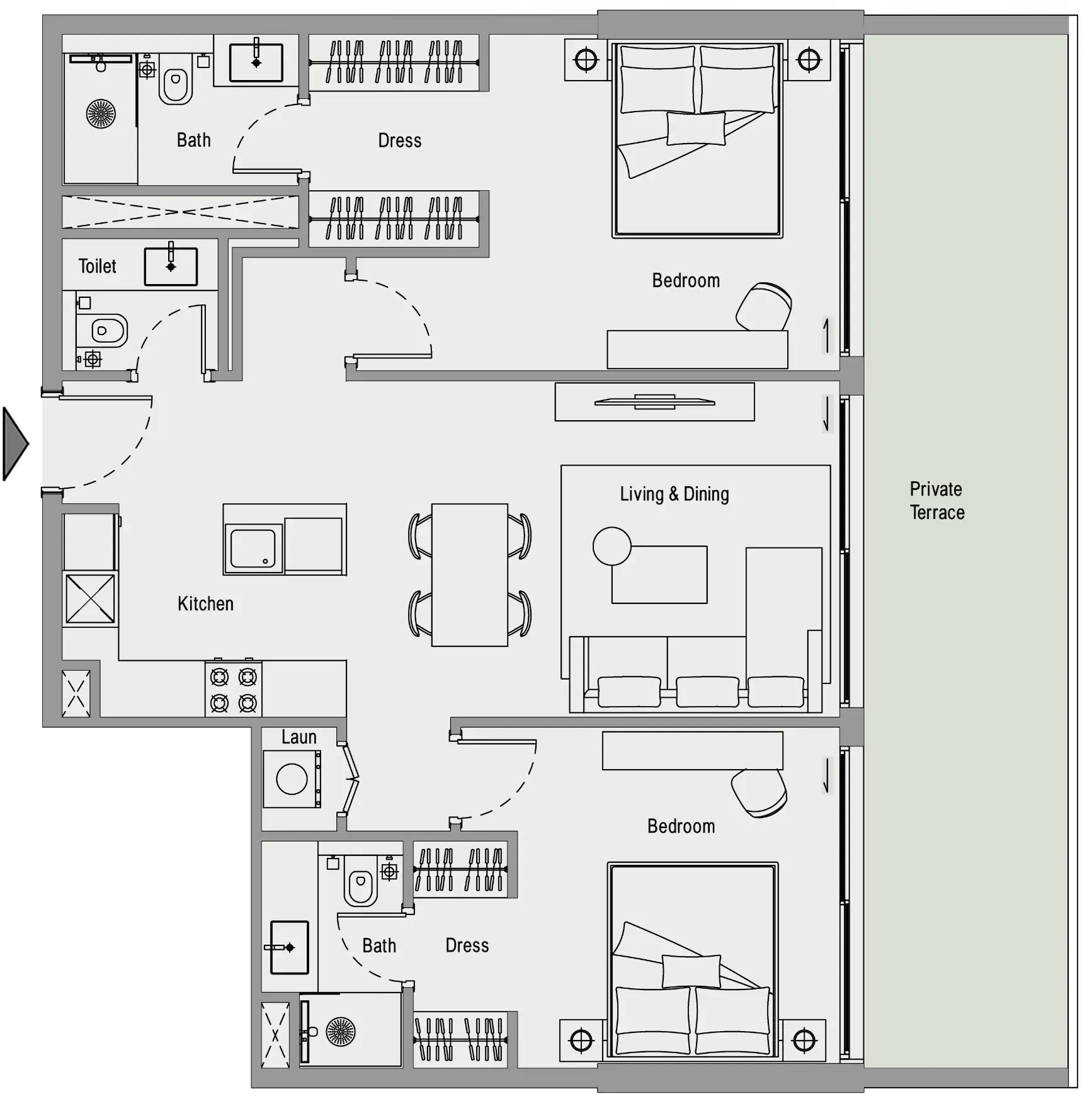 2 bedroom Apartments floor plan at Oxford Cove by Iman