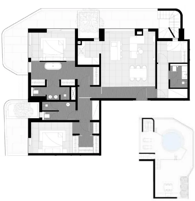 2.5 bedroom Penthouse floor plan at Marea Residences