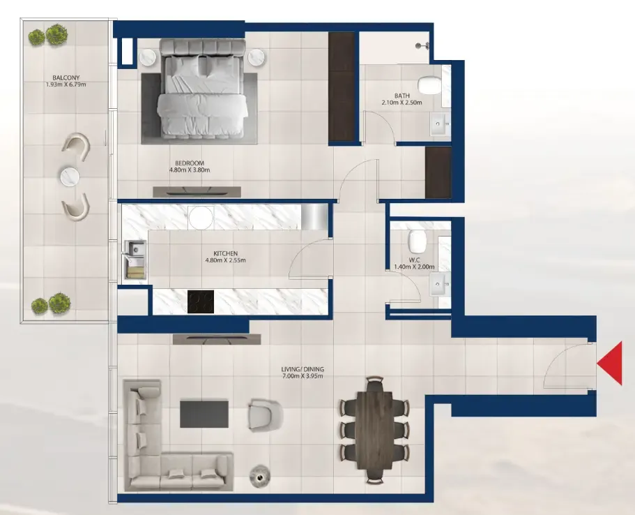 1 bedroom Apartments floor plan at Al Vista