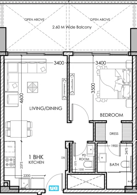 1 bedroom Apartments floor plan at Al Haseen Residences 5