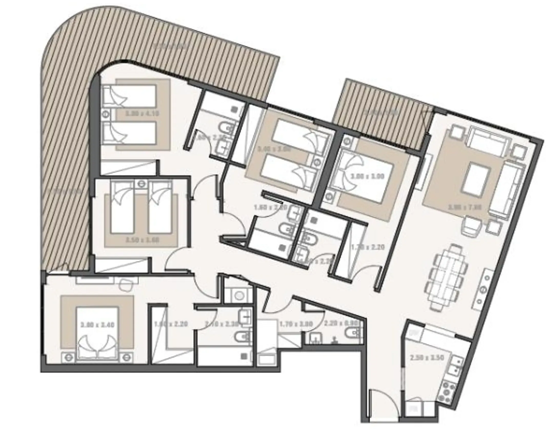 5.5 bedroom Apartments floor plan at Bab Al Qasr Residence 31