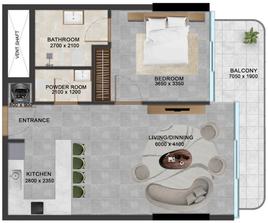 1 bedroom Apartments floor plan at Vivanti Residences by Meteora