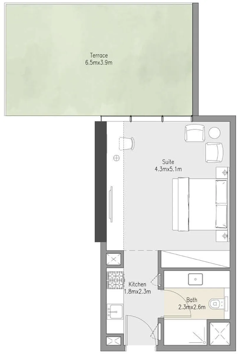 0 bedroom Apartments floor plan at Zenith Residences
