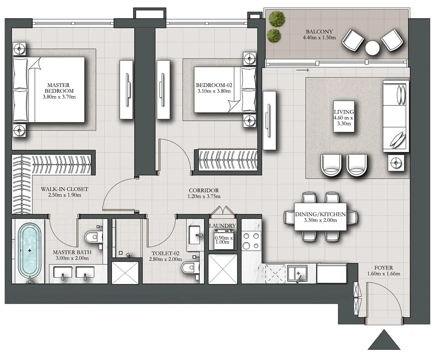 2 bedroom Apartments floor plan at Marina Shores