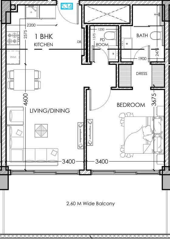 1 bedroom Apartments floor plan at Al Haseen Residences 5