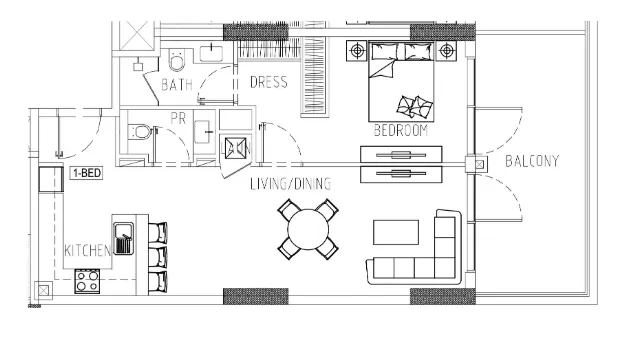 1 bedroom Apartments floor plan at Damac Riverside Views