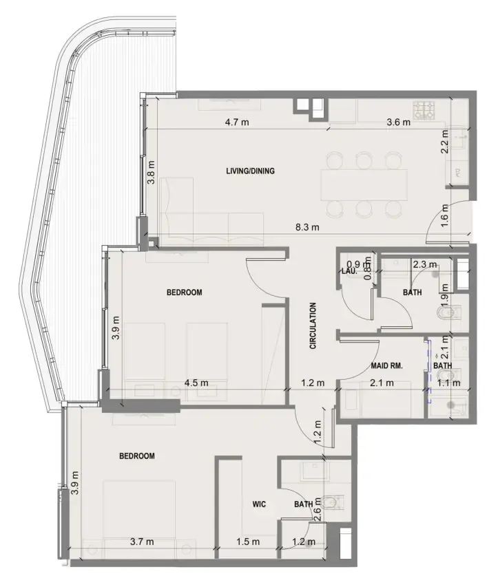 2 bedroom Apartments floor plan at Blue Marina Residence