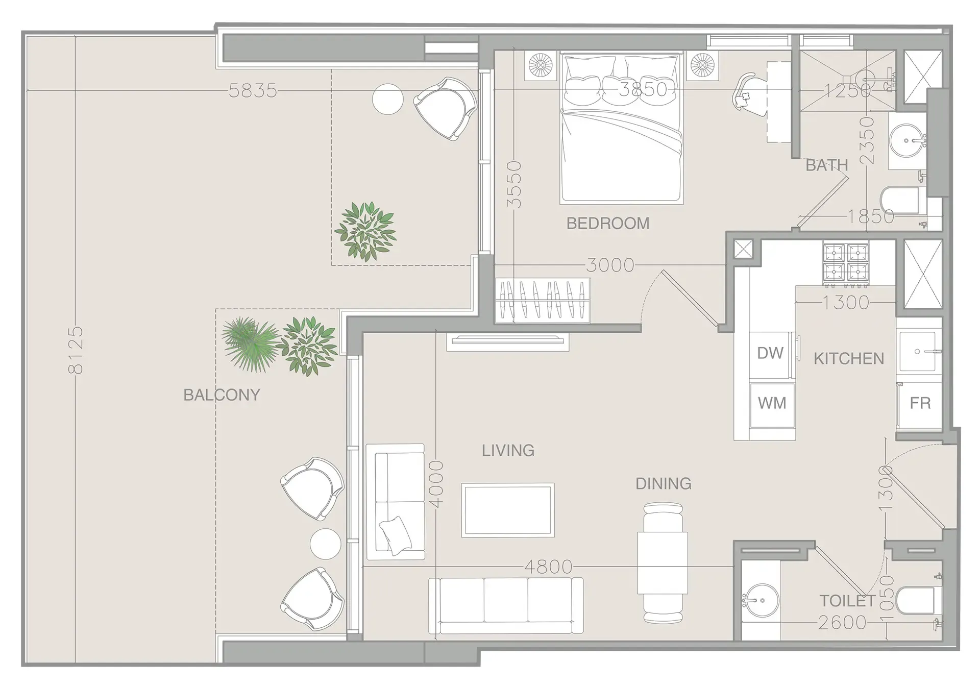 1 bedroom Apartments floor plan at ELAR1S Rise