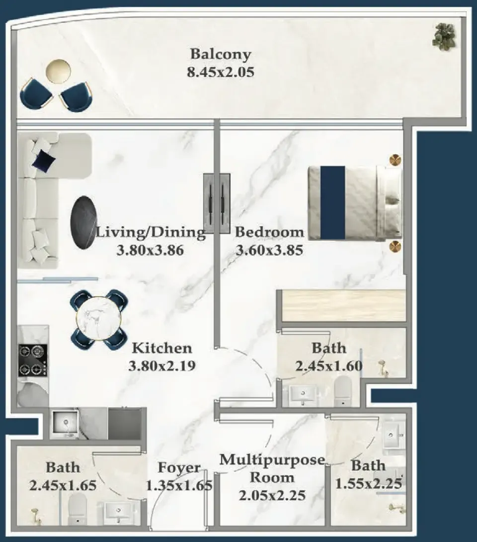 1 bedroom Apartments floor plan at Serenz
