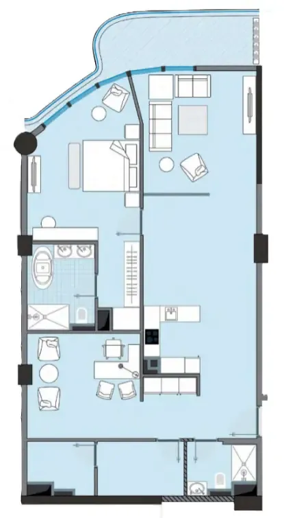 1.5 bedroom Apartments floor plan at NEXT Coral