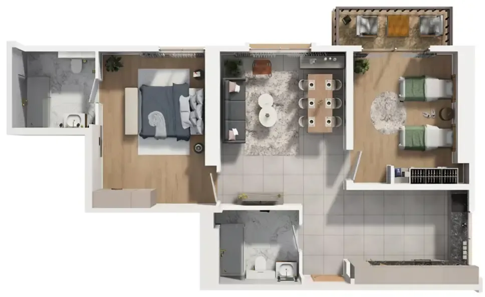 2 bedroom Apartments floor plan at Barajeel Towers