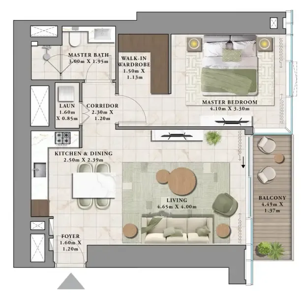 1 bedroom Apartments floor plan at Avarra by Palace