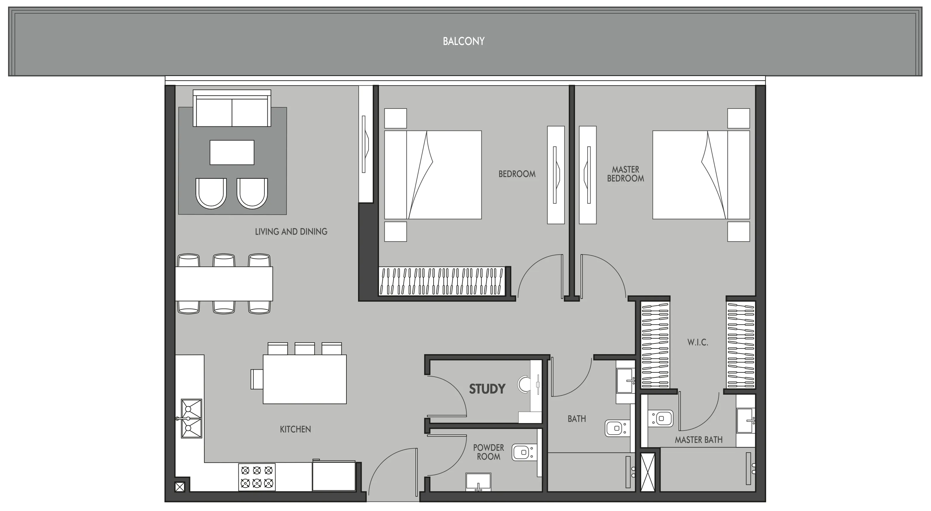 2 bedroom Apartments floor plan at Golf Place