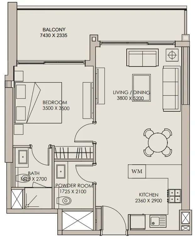 1 bedroom Apartments floor plan at Nirvana Residences 1