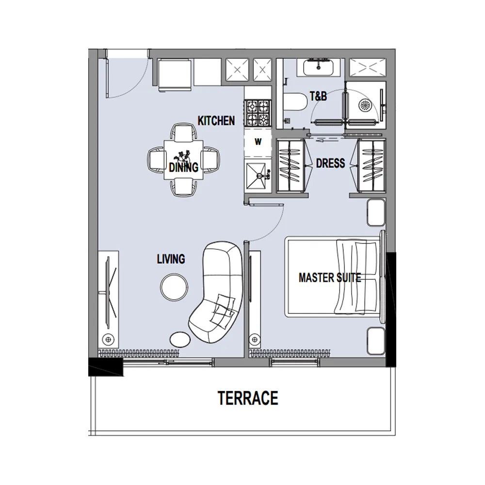 1 bedroom Apartments floor plan at Verso