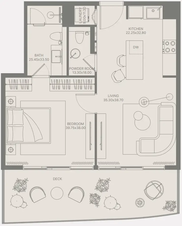 1 bedroom Apartments floor plan at Bond Enclave
