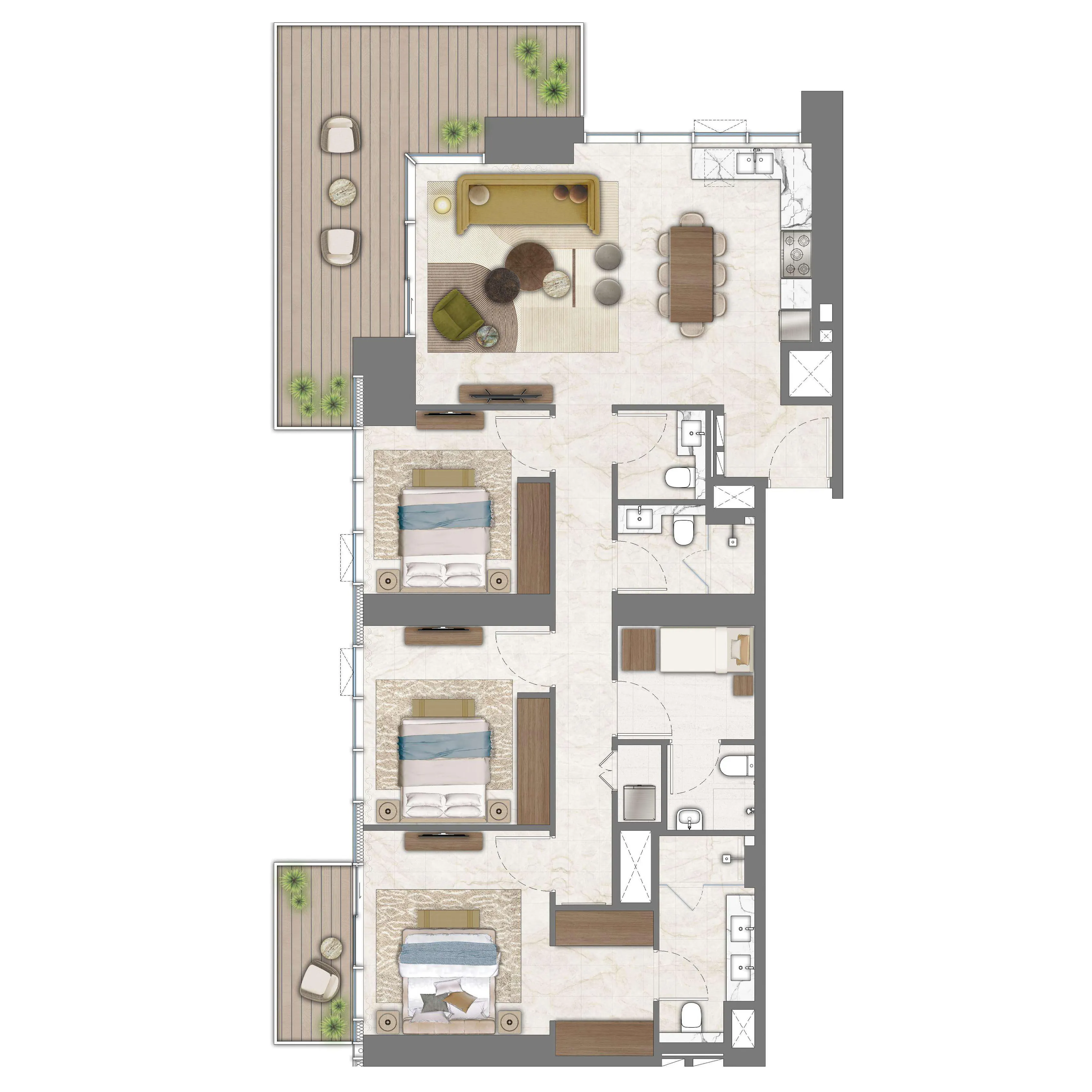 3 bedroom Apartments floor plan at Address Residences Zabeel