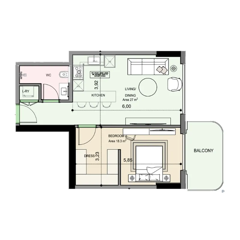 1 bedroom Apartments floor plan at Edgewater Residences 1, 2 and 3
