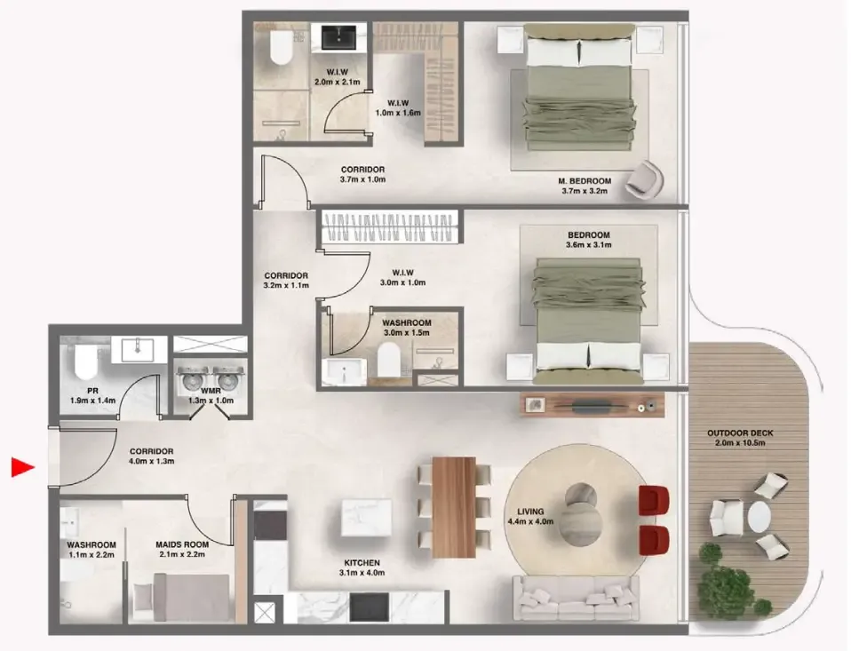 2.5 bedroom Apartments floor plan at The Tides