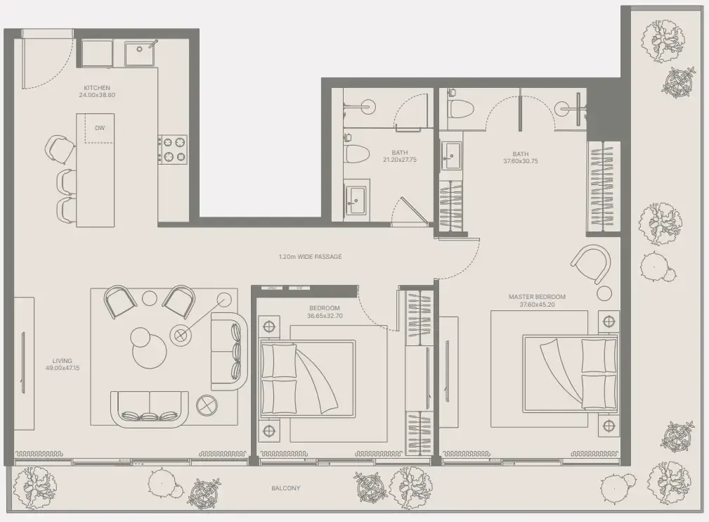 2 bedroom Apartments floor plan at Bond Enclave