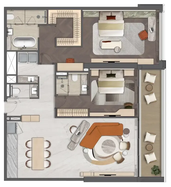 2 bedroom Apartments floor plan at Mas Barsha Residency