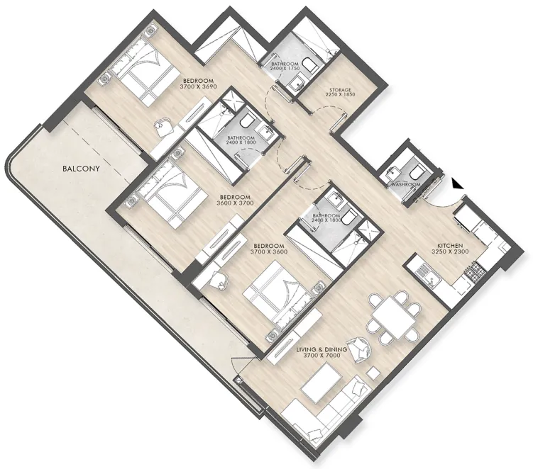 3 bedroom Apartments floor plan at Capital Horizon Terraces
