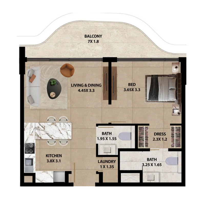 1 bedroom Apartments floor plan at Marquis Horizon
