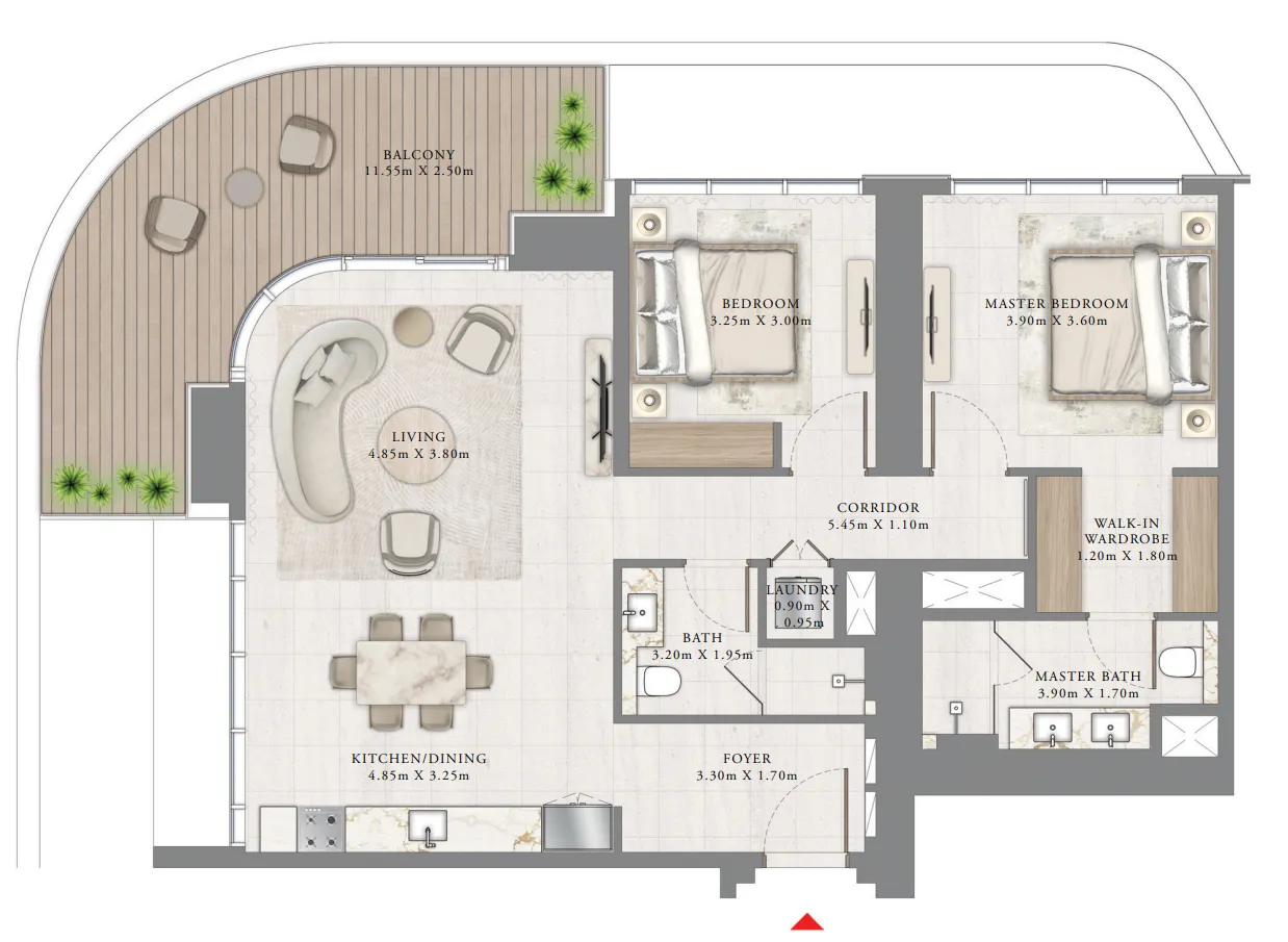 2 bedroom Apartments floor plan at Bayview by Address Resorts
