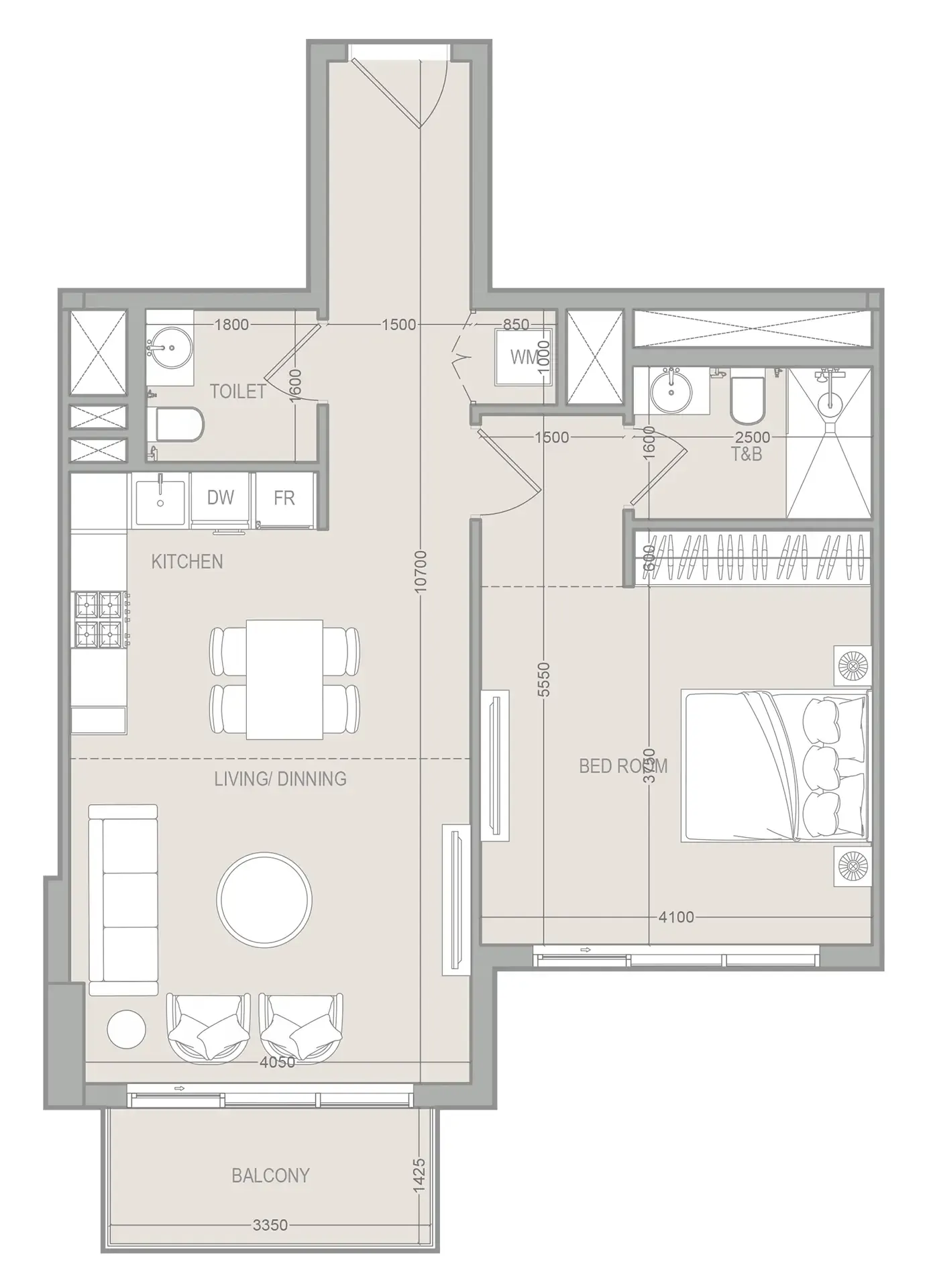 1 bedroom Apartments floor plan at FLU1D ONE