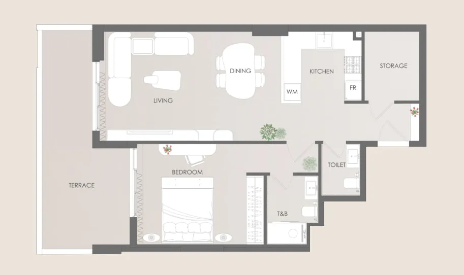 1 bedroom Apartments floor plan at Delvara Residence