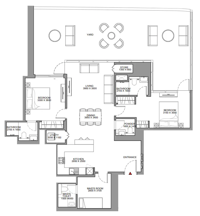 2 bedroom Apartments floor plan at Skyscape