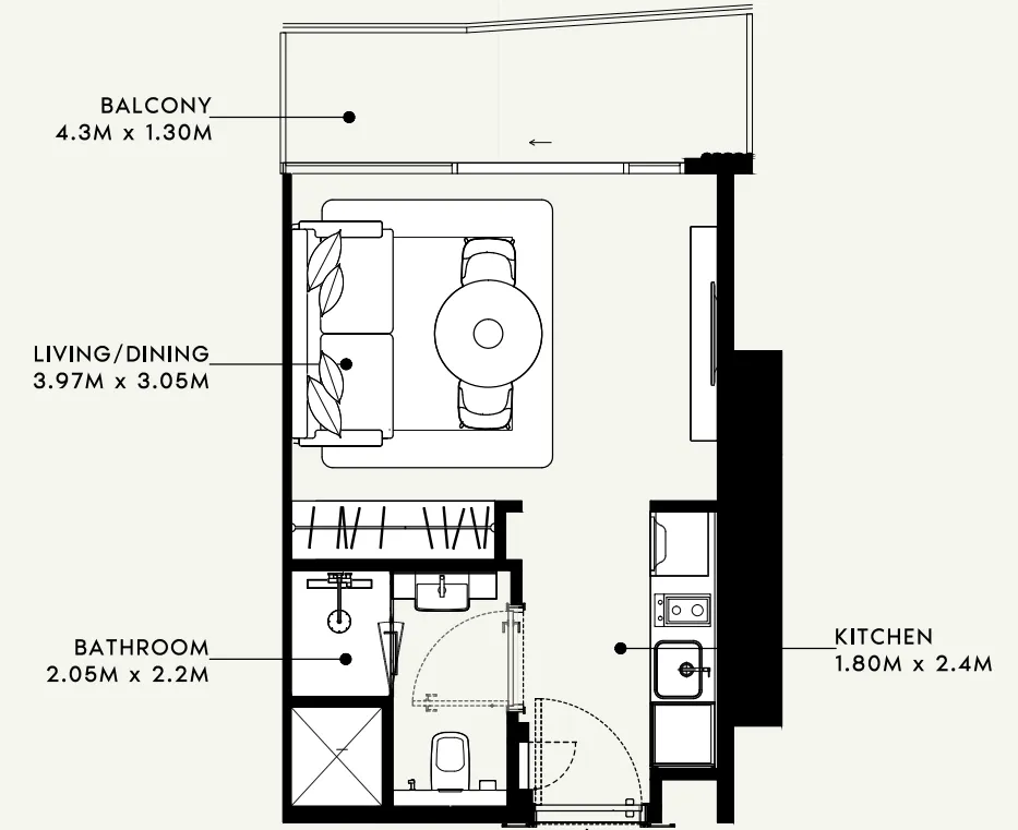 0 bedroom Apartments floor plan at Azizi Milan