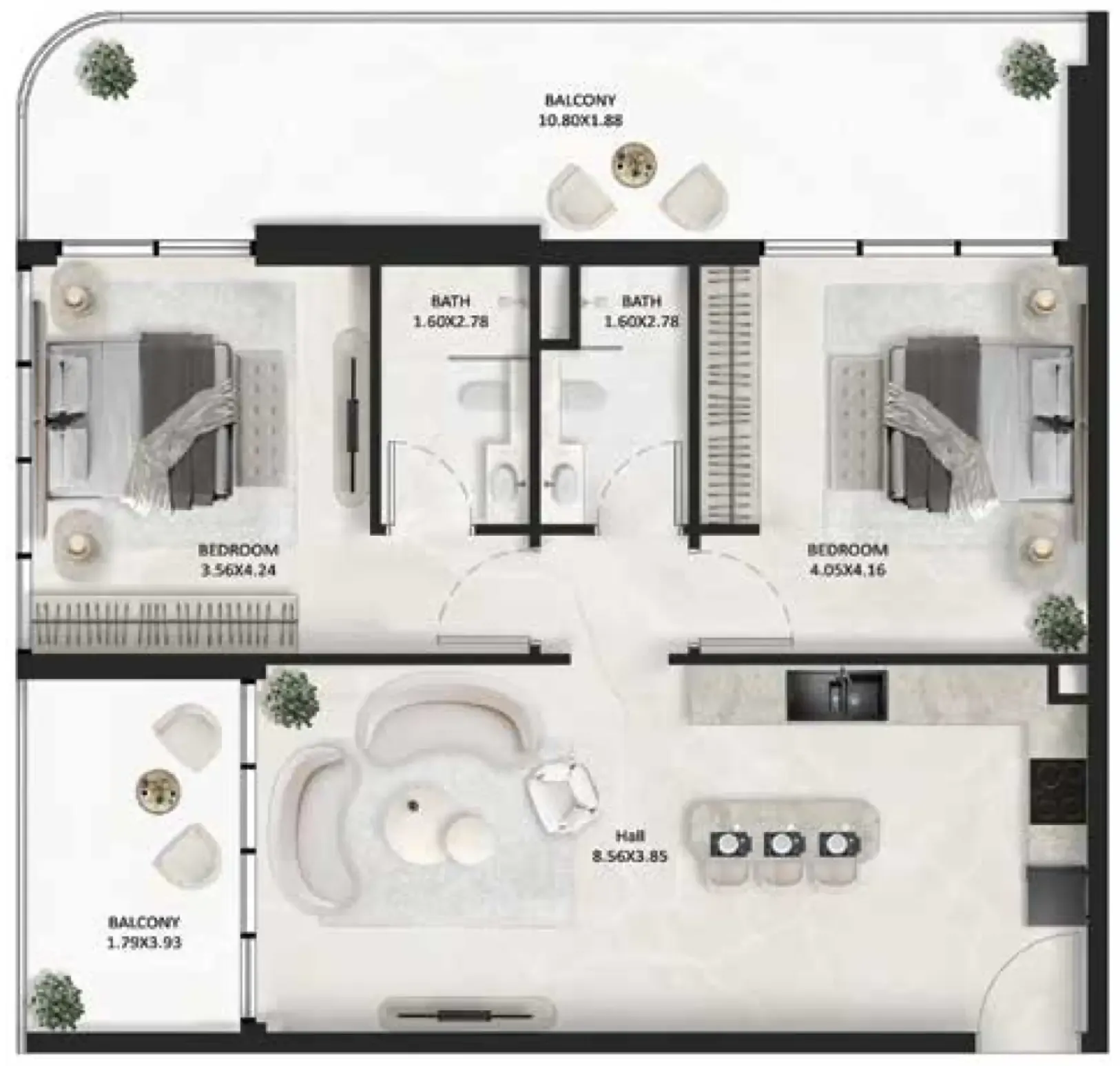 2 bedroom Apartments floor plan at SquareX One