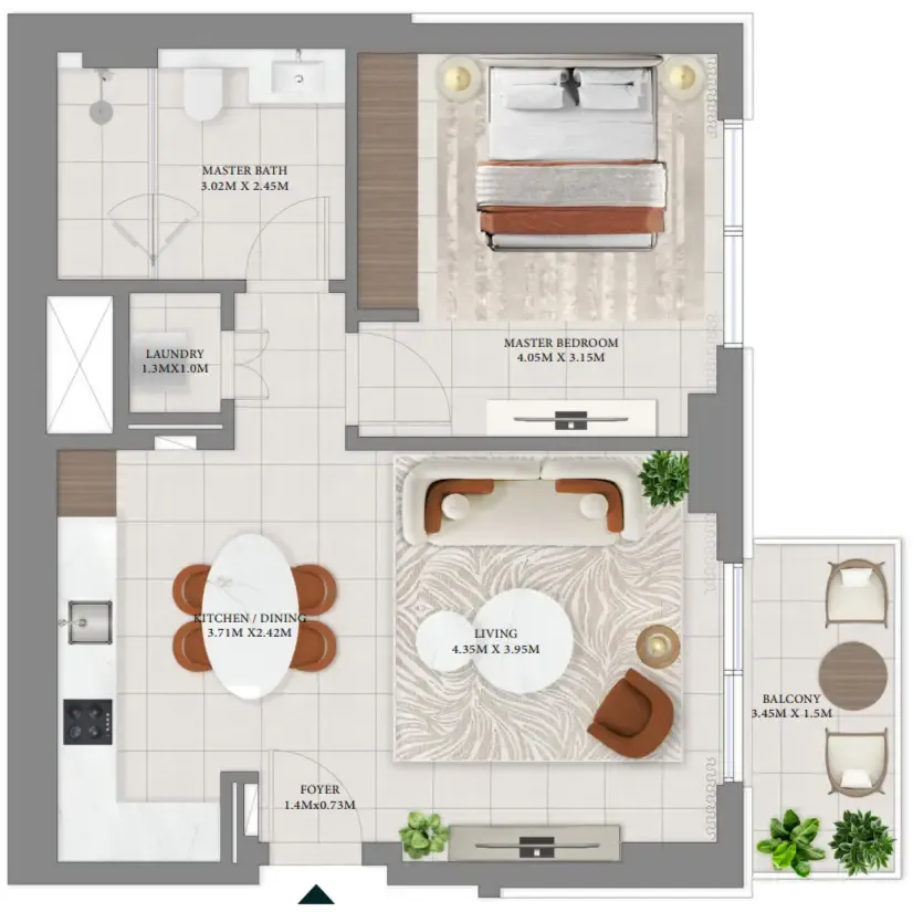 1 bedroom Apartments floor plan at Vida Residences Hillside