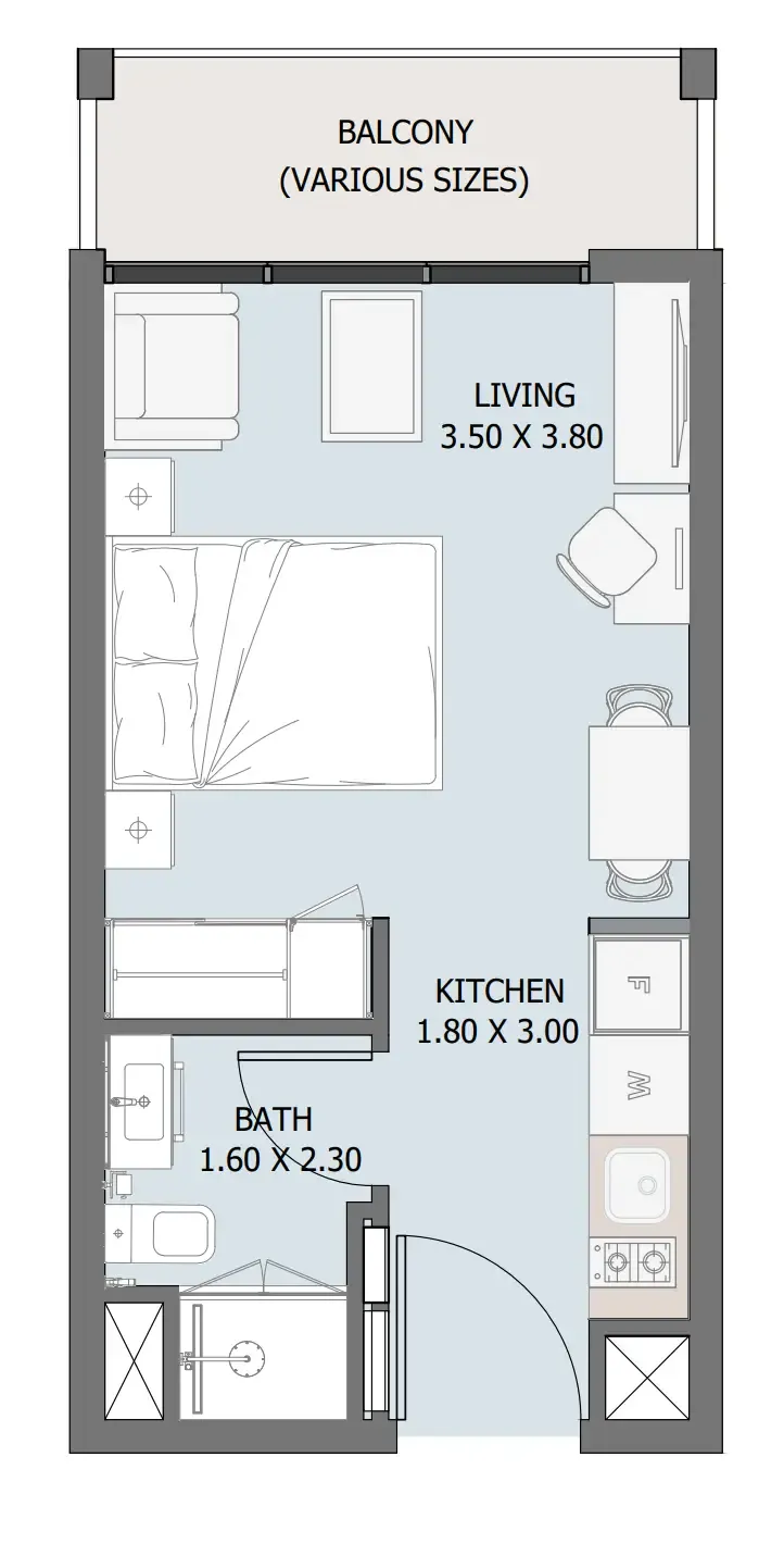 0 bedroom Apartments floor plan at Verdana III