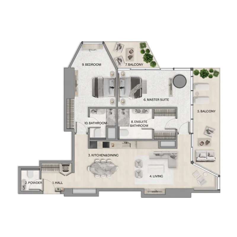 2 bedroom Apartments floor plan at Riviera Residence